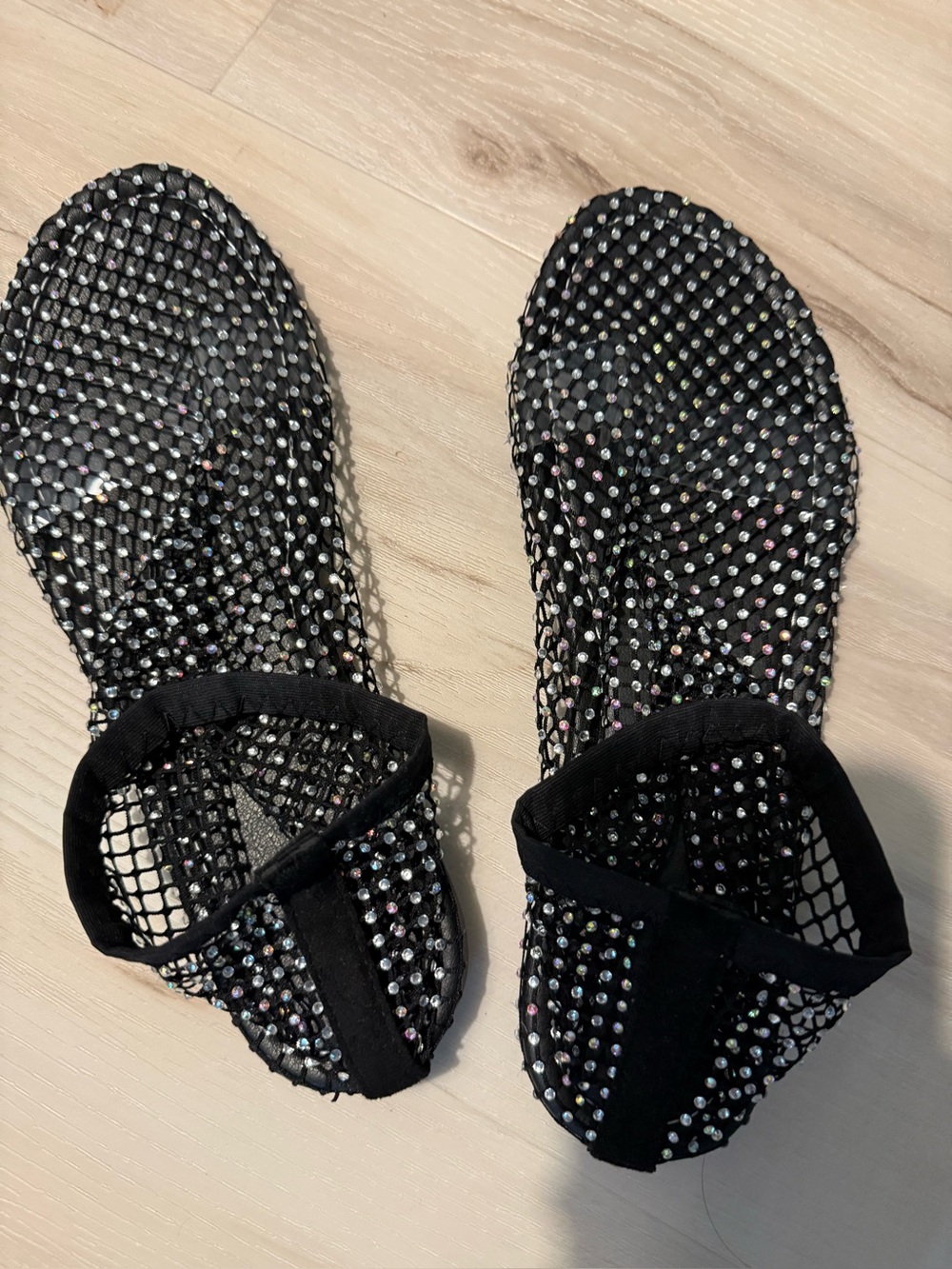 Black Crystal Fishnet Slip-On Sparkle sandal booties - New size 9